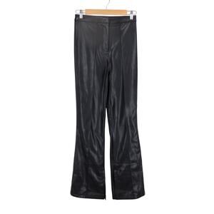 ASOS Design Faux Leather Slim Flare Pintuck Pant Black Size US 2 EU 34 UK 6
